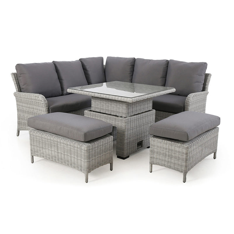 cartmel outdoor rattan corner sofa set with rectangular adjustable table