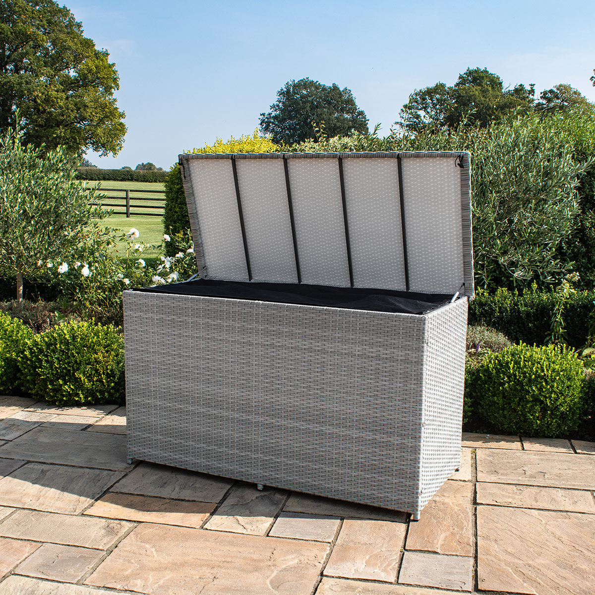 cartmel outdoor rattan cushion storage box