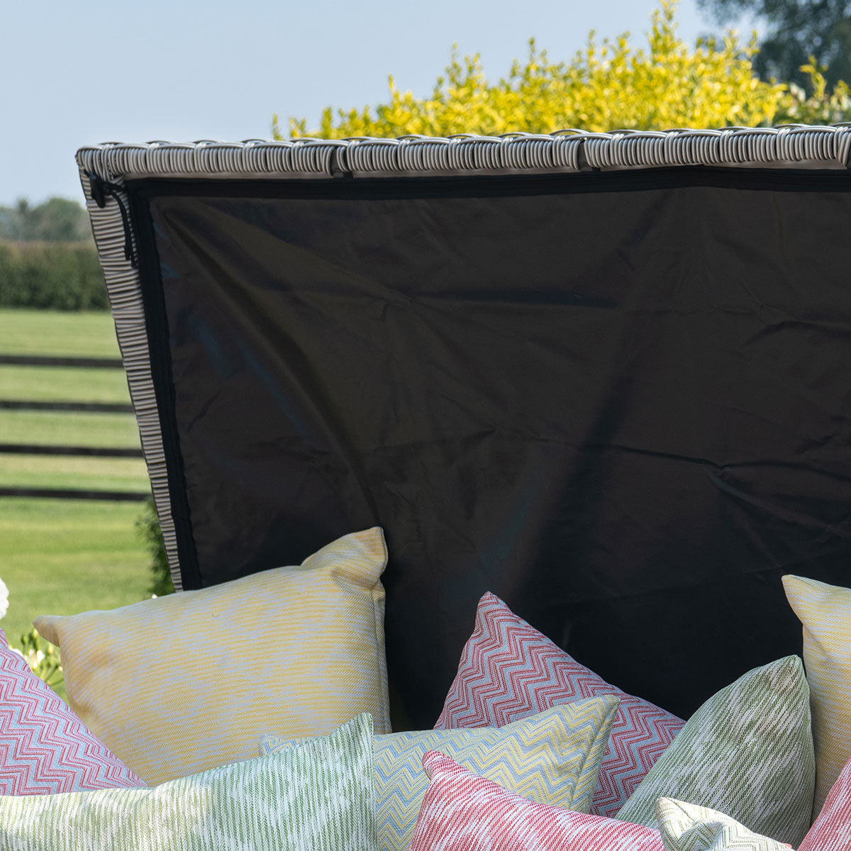 cartmel outdoor rattan cushion storage box