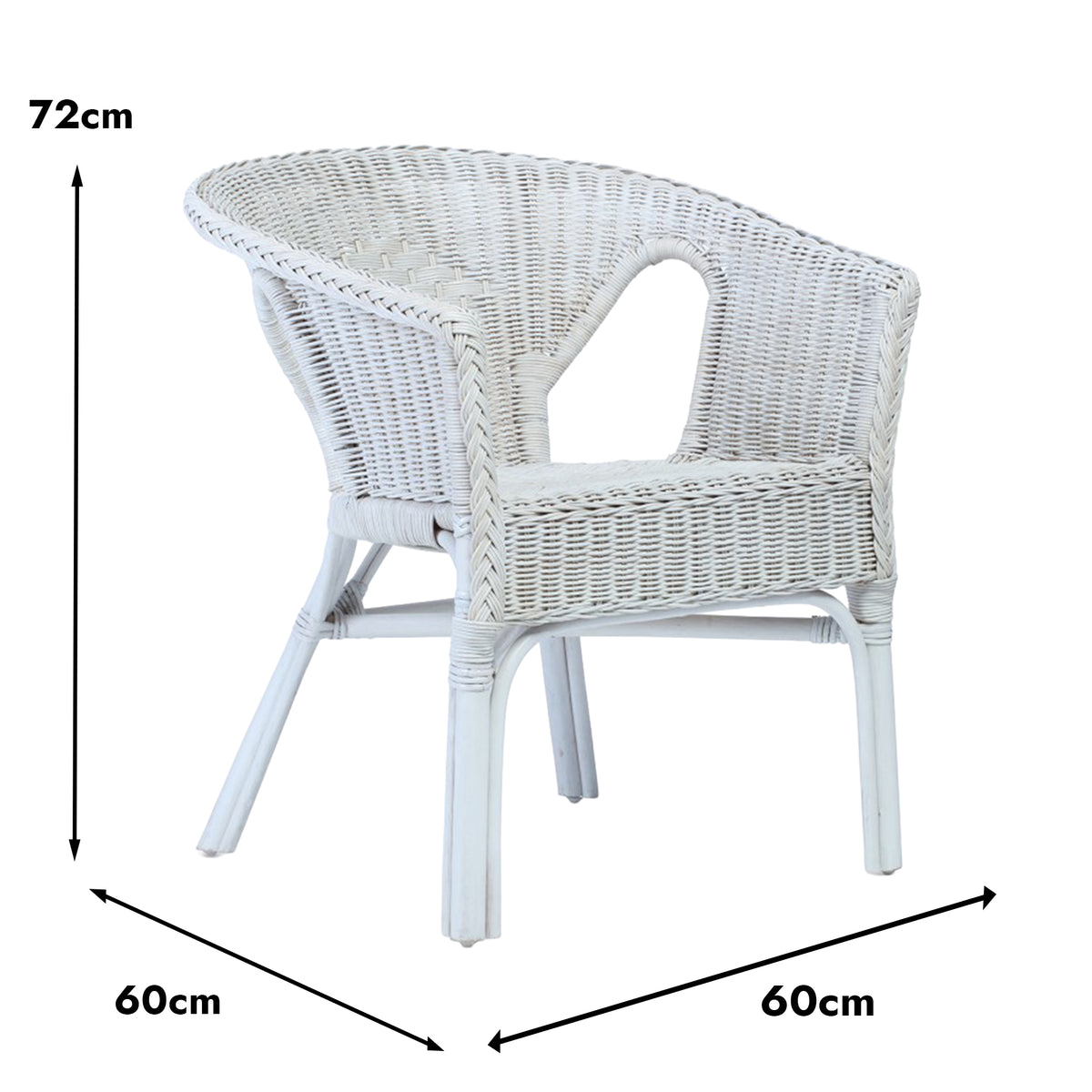 Adults Small Wicker Loom Chair with Cushion - White