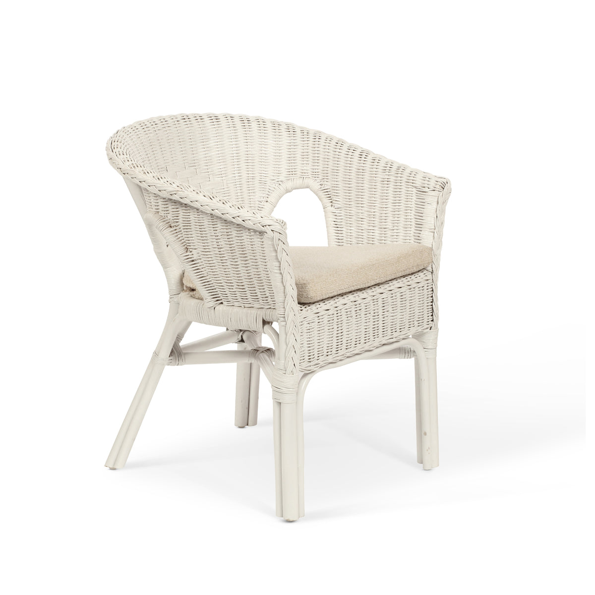 Adults Small Wicker Loom Chair with Cushion - White