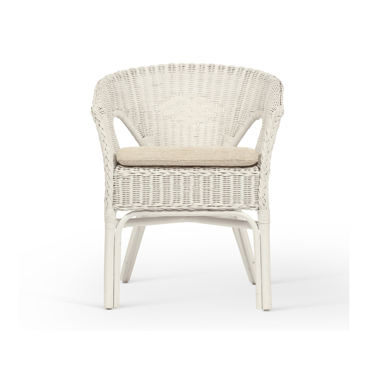 Adults Small Wicker Loom Chair with Cushion - White