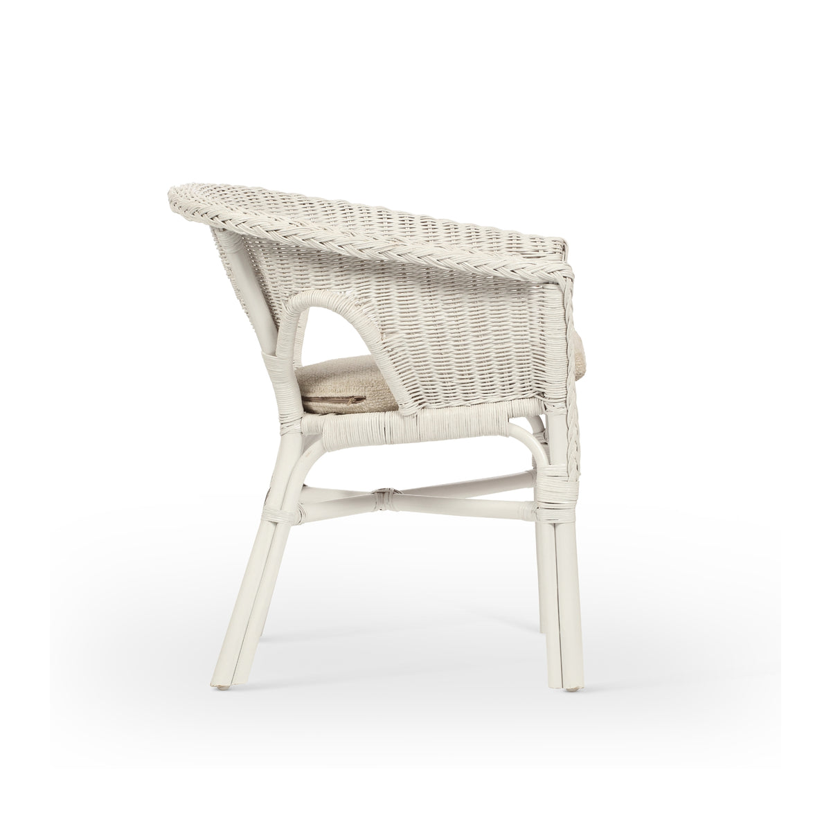 Adults Small Wicker Loom Chair with Cushion - White