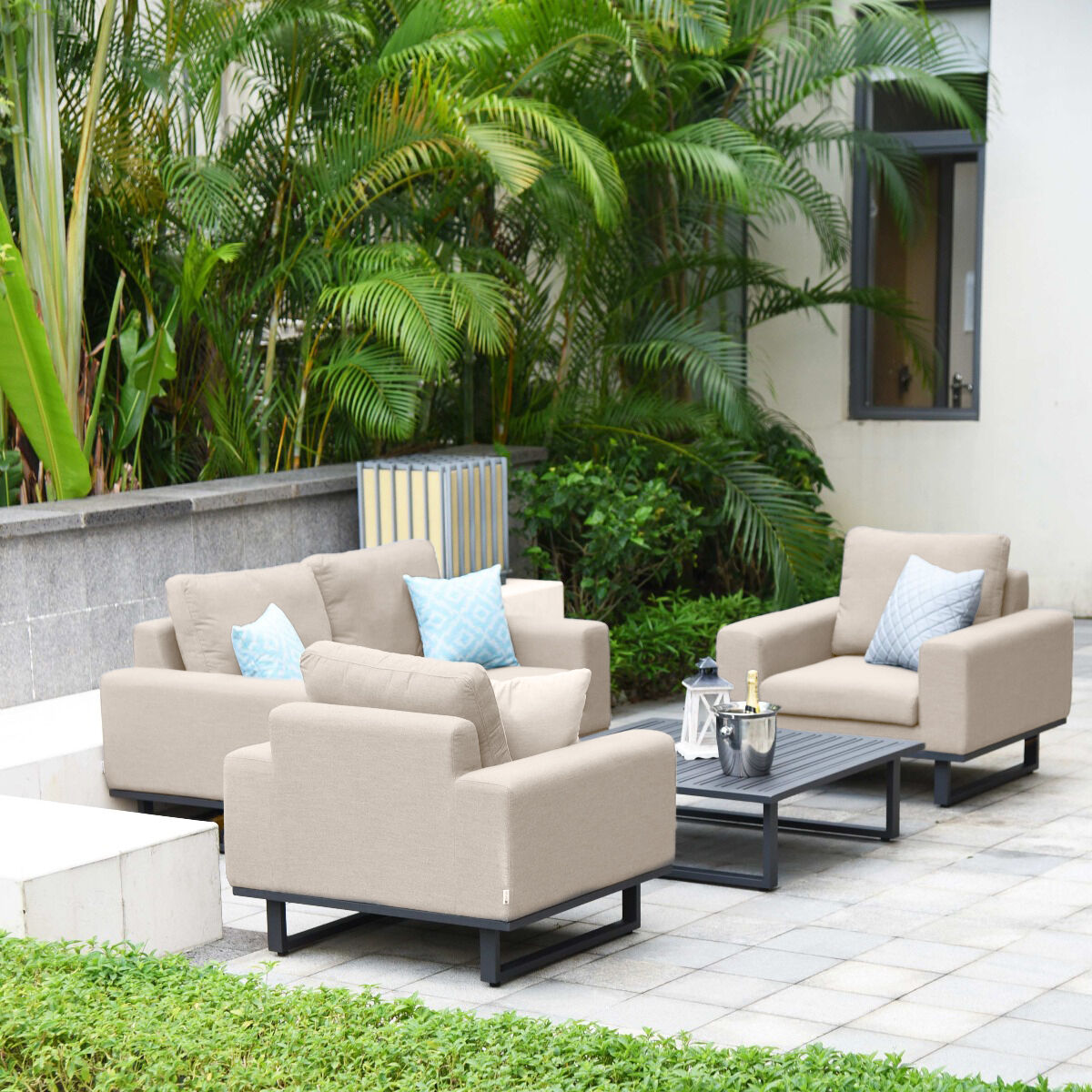 Alvino Outdoor Corner Sofa Set - Oatmeal