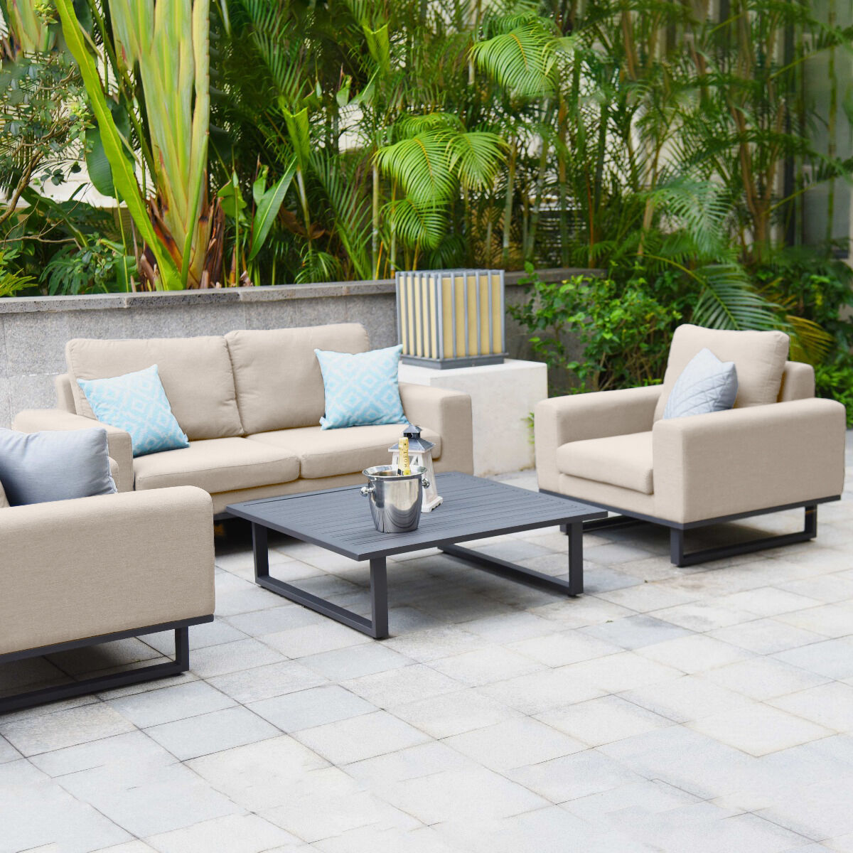 Alvino Outdoor Corner Sofa Set - Oatmeal