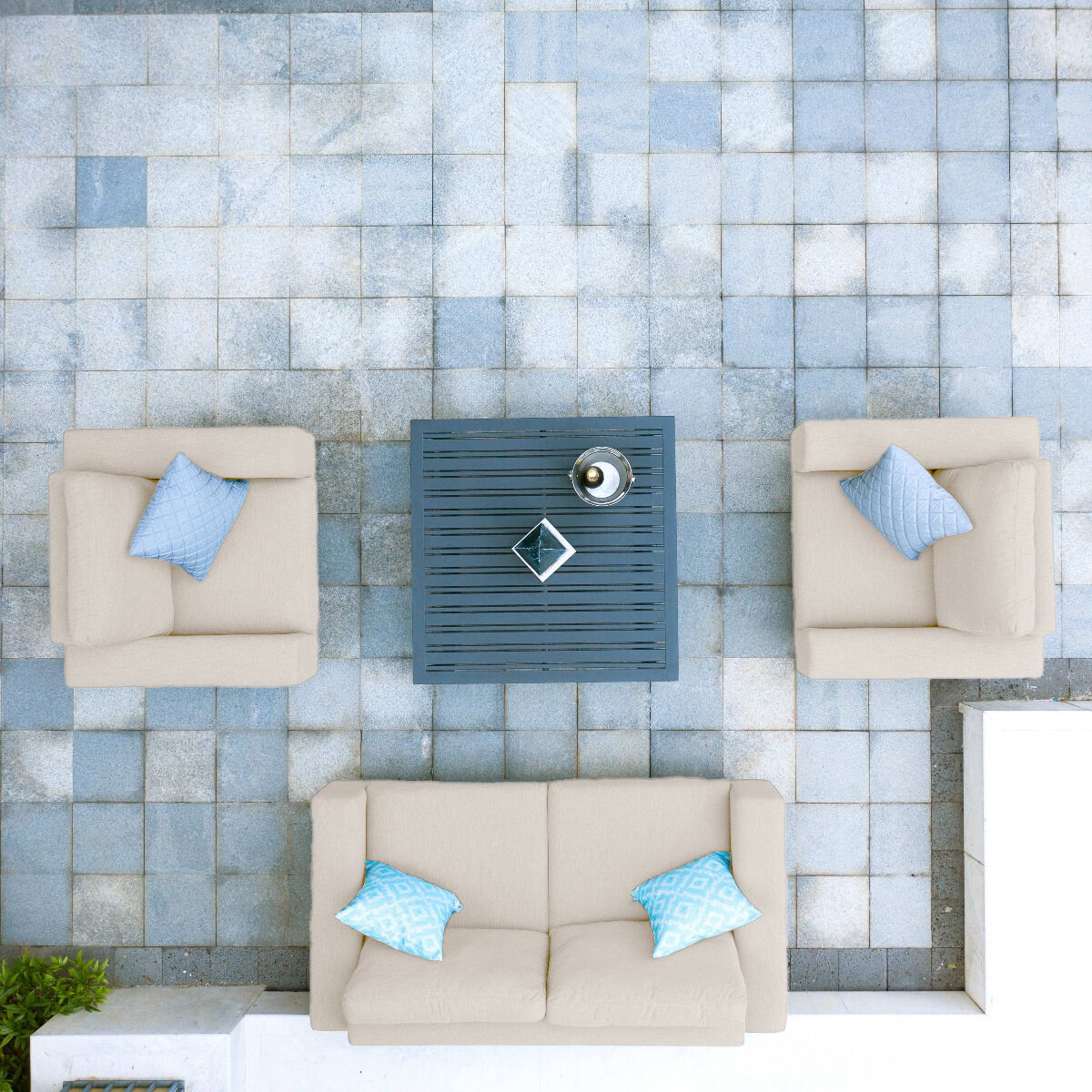 Alvino Outdoor Corner Sofa Set - Oatmeal