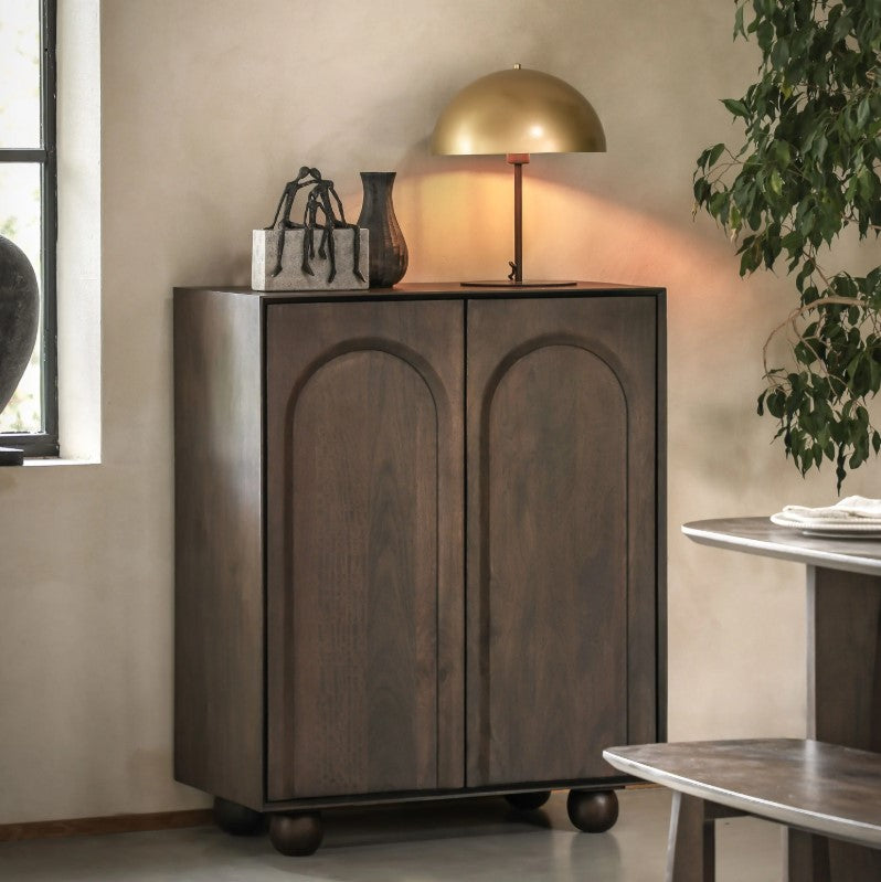 Arc Mango Wood Tall 2 Door Sideboard Cupboard