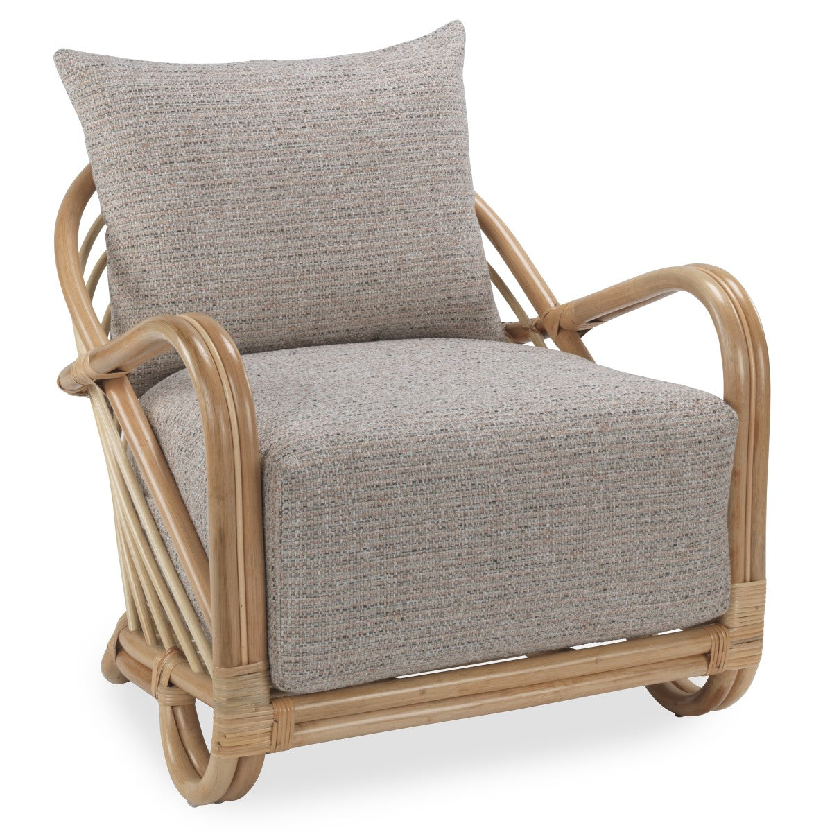 arch rattan armchair in blush tweed