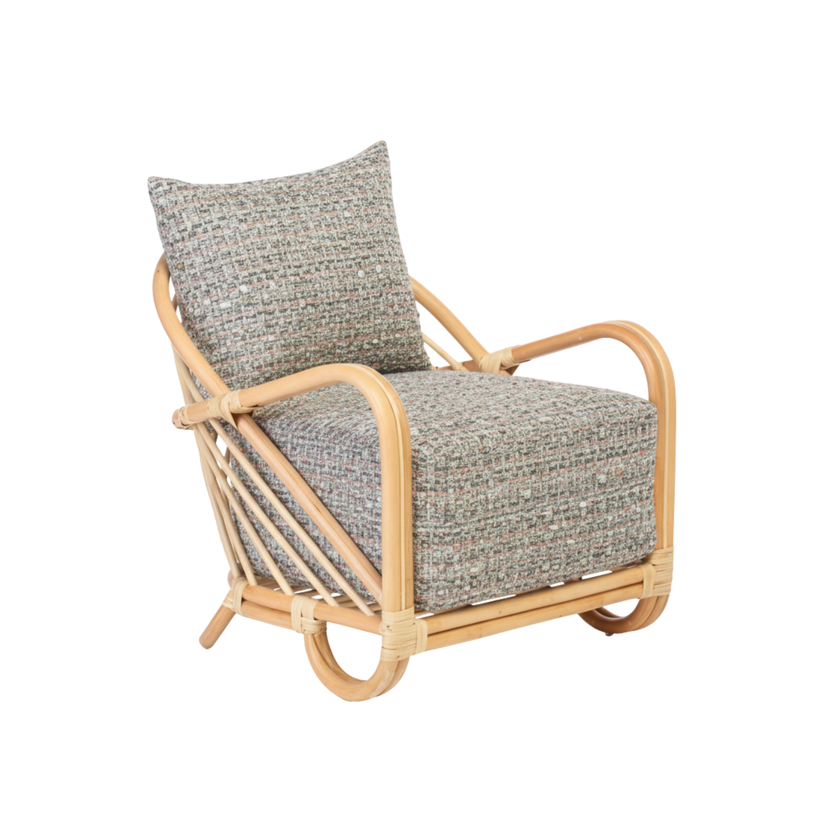 Arch Natural Rattan Chair in Blush Tweed - Set of Two