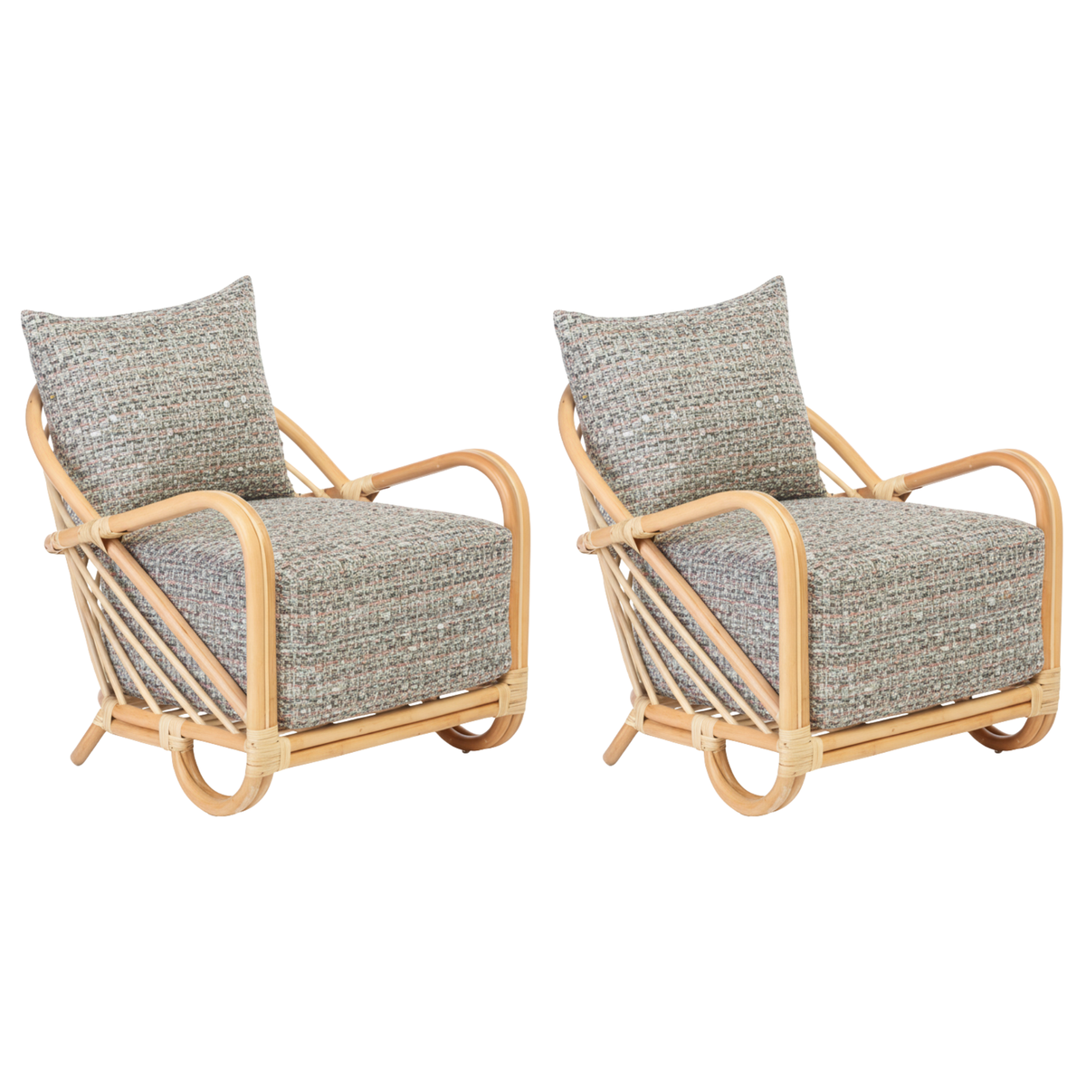 Arch Natural Rattan Chair in Blush Tweed - Set of Two