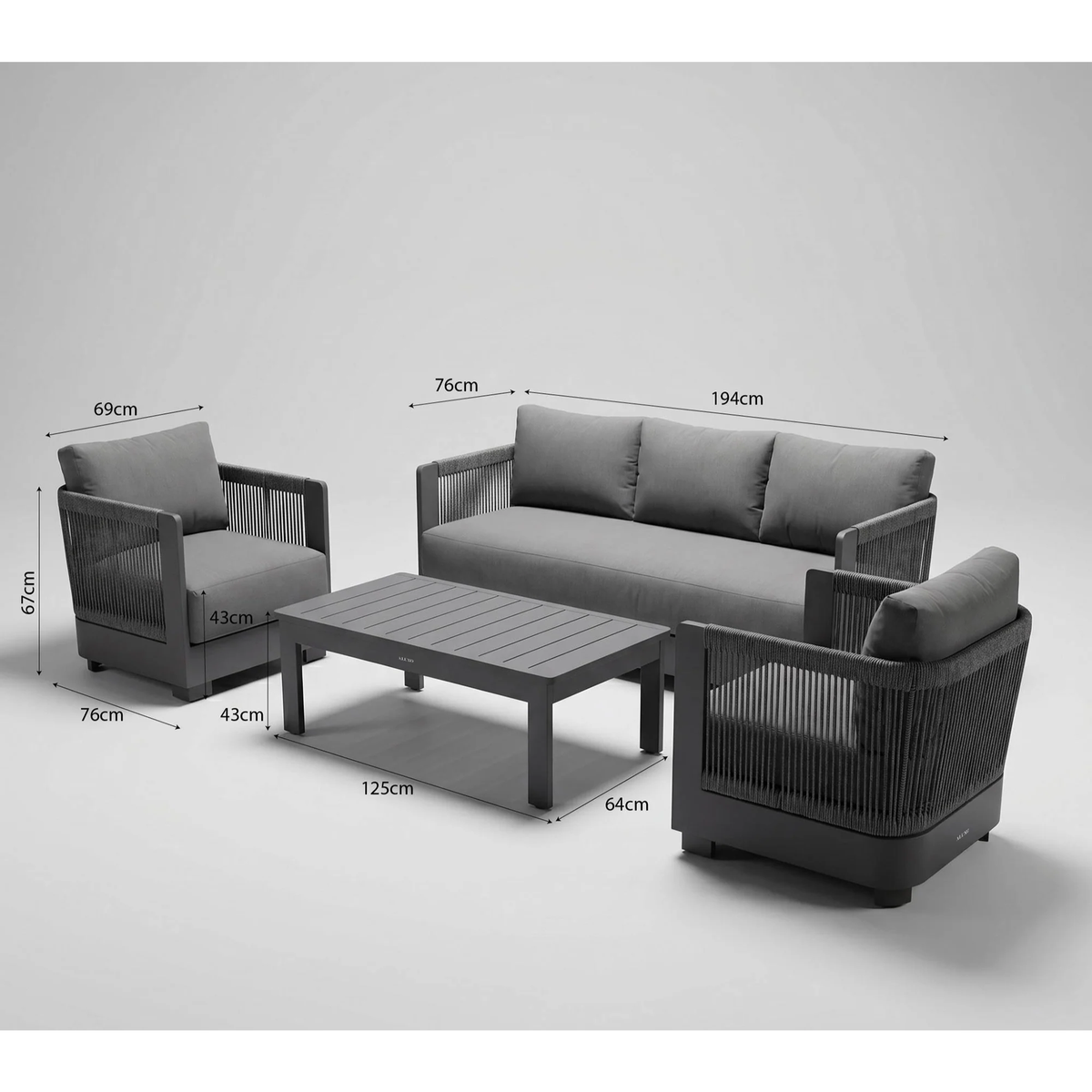 Ardem Outdoor Lounge Set - Onyx - 5 Seater