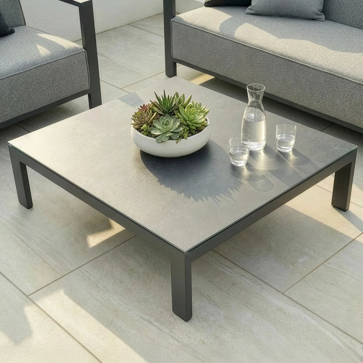 Arilla 3 Seat Sofa Set With Square Coffee Table - Zinc Grey