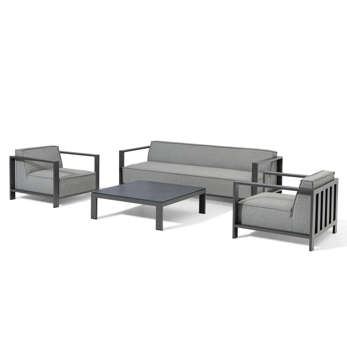 Arilla 3 Seat Sofa Set With Square Coffee Table - Zinc Grey