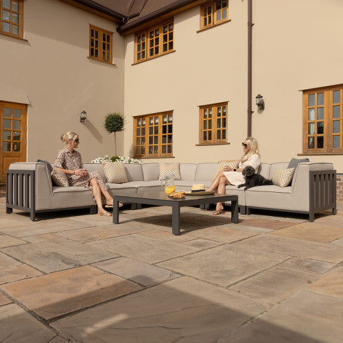 Arilla Large Corner Sofa Set With Square Coffee Table - Oatmeal