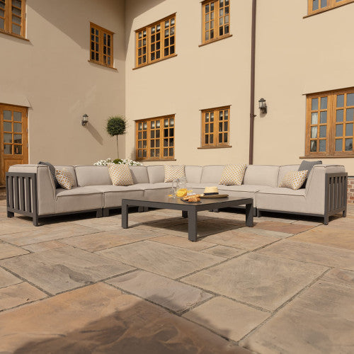Arilla Large Corner Sofa Set With Square Coffee Table - Oatmeal
