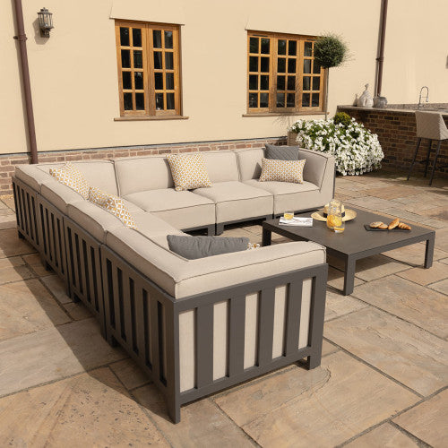 Arilla Large Corner Sofa Set With Square Coffee Table - Oatmeal
