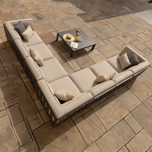 Arilla Large Corner Sofa Set With Square Coffee Table - Oatmeal