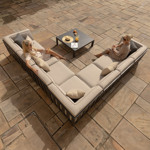 Arilla Large Corner Sofa Set With Square Coffee Table - Oatmeal