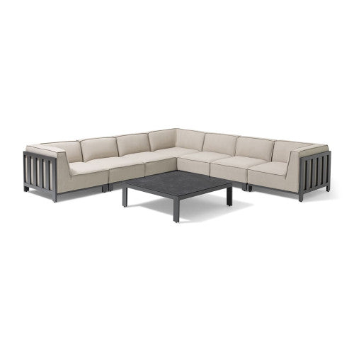 Arilla Large Corner Sofa Set With Square Coffee Table - Oatmeal