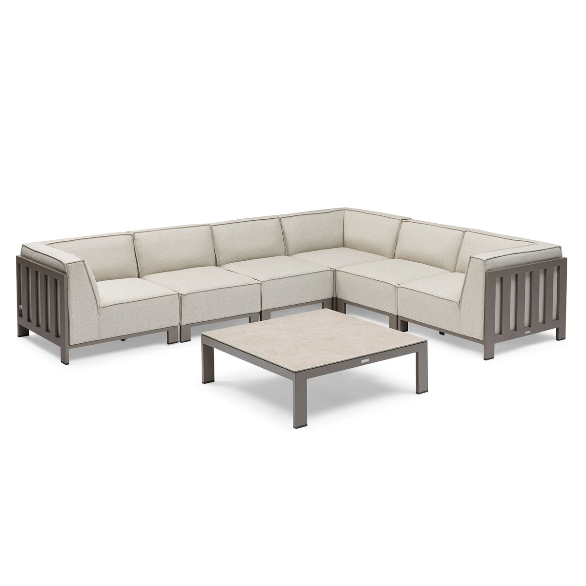 Arilla Medium Corner Sofa Set With Square Coffee Table - Latte