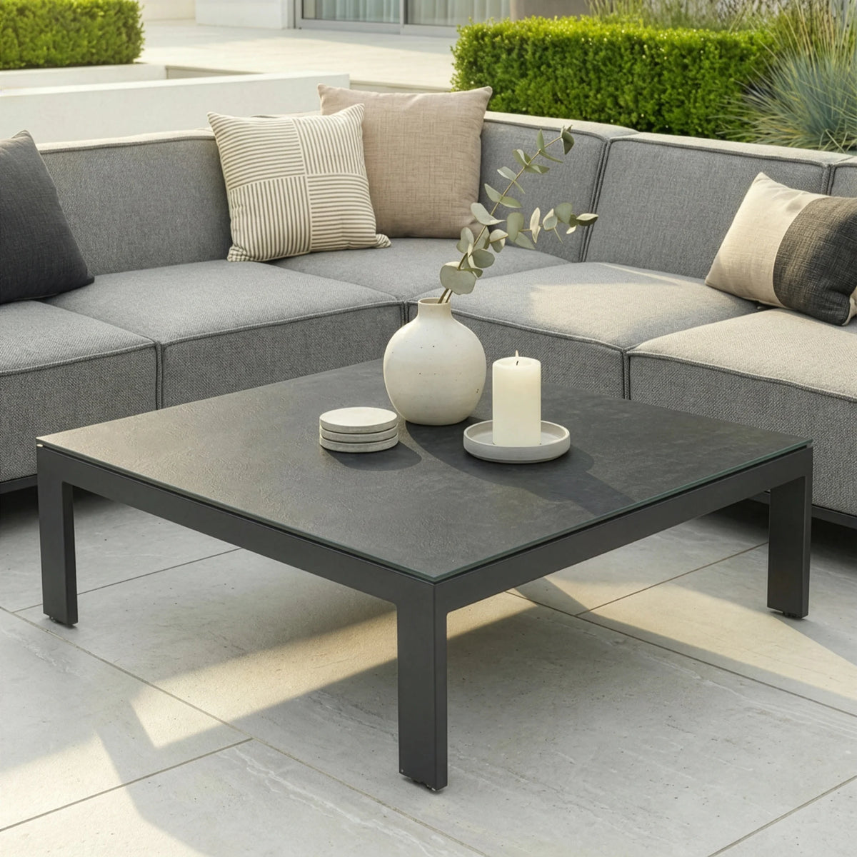 Arilla Medium Corner Sofa Set With Square Coffee Table - Zinc Grey