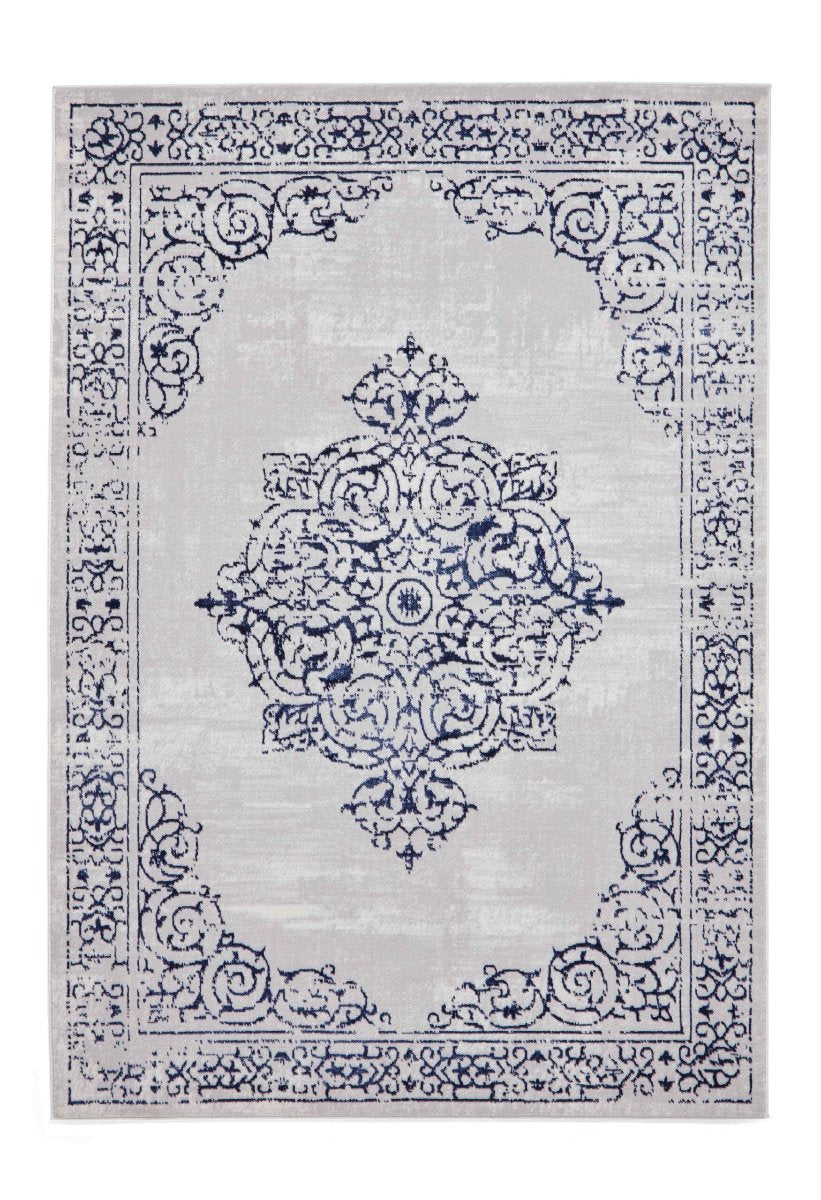 terra flat rug in blue and silver 3 sizes available