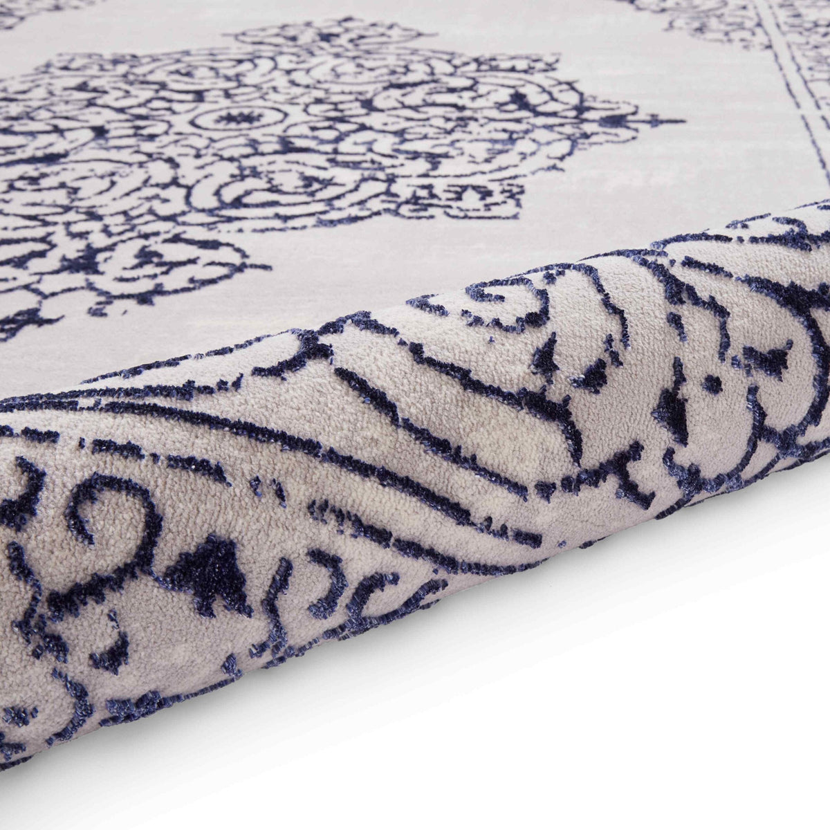 terra flat rug in blue and silver 3 sizes available