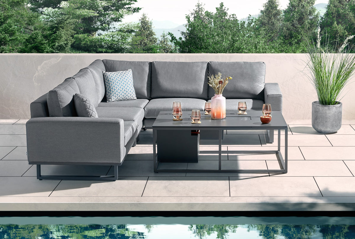 aruba patio corner fire pit table corner sofa 5 seat