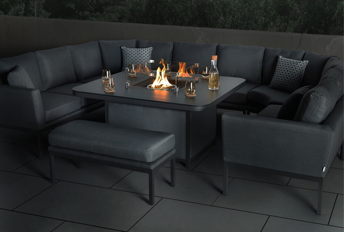 aruba u shaped outdoor fabric fire pit dining set overhead web