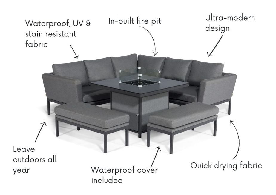 aruba casual square firepit