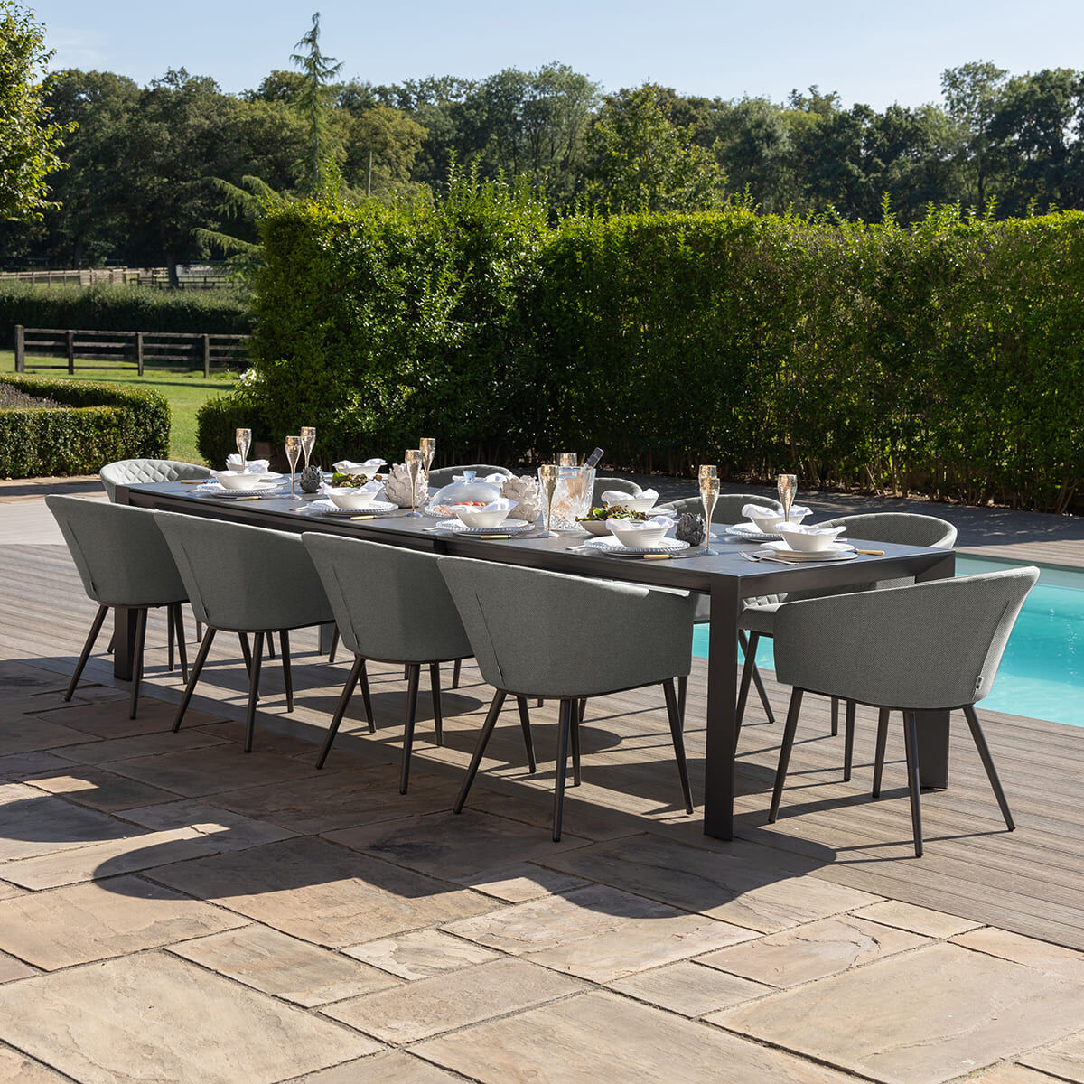 Aruba 10 Seat Extending Dining Set - Zinc Grey