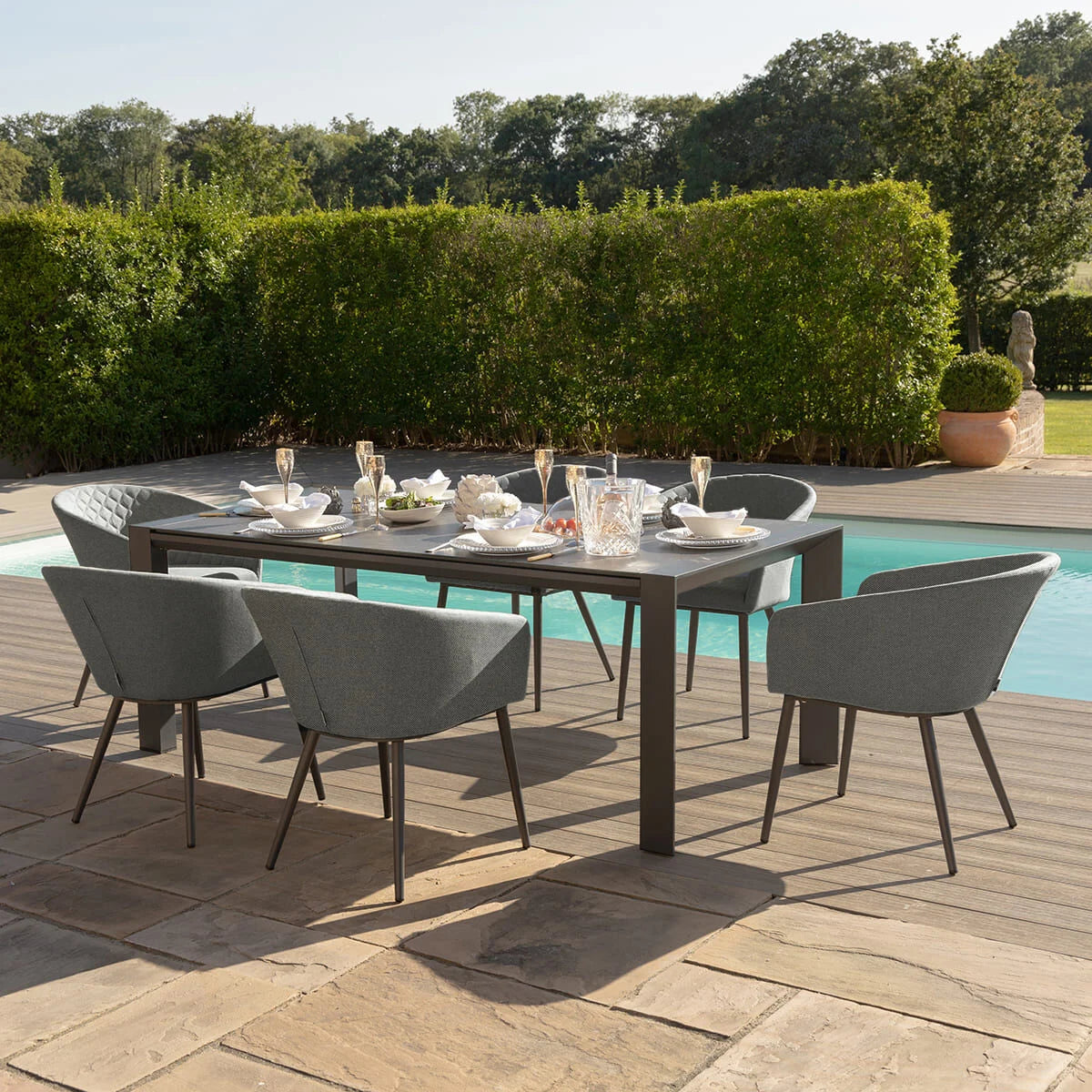 Aruba 10 Seat Extending Dining Set - Zinc Grey