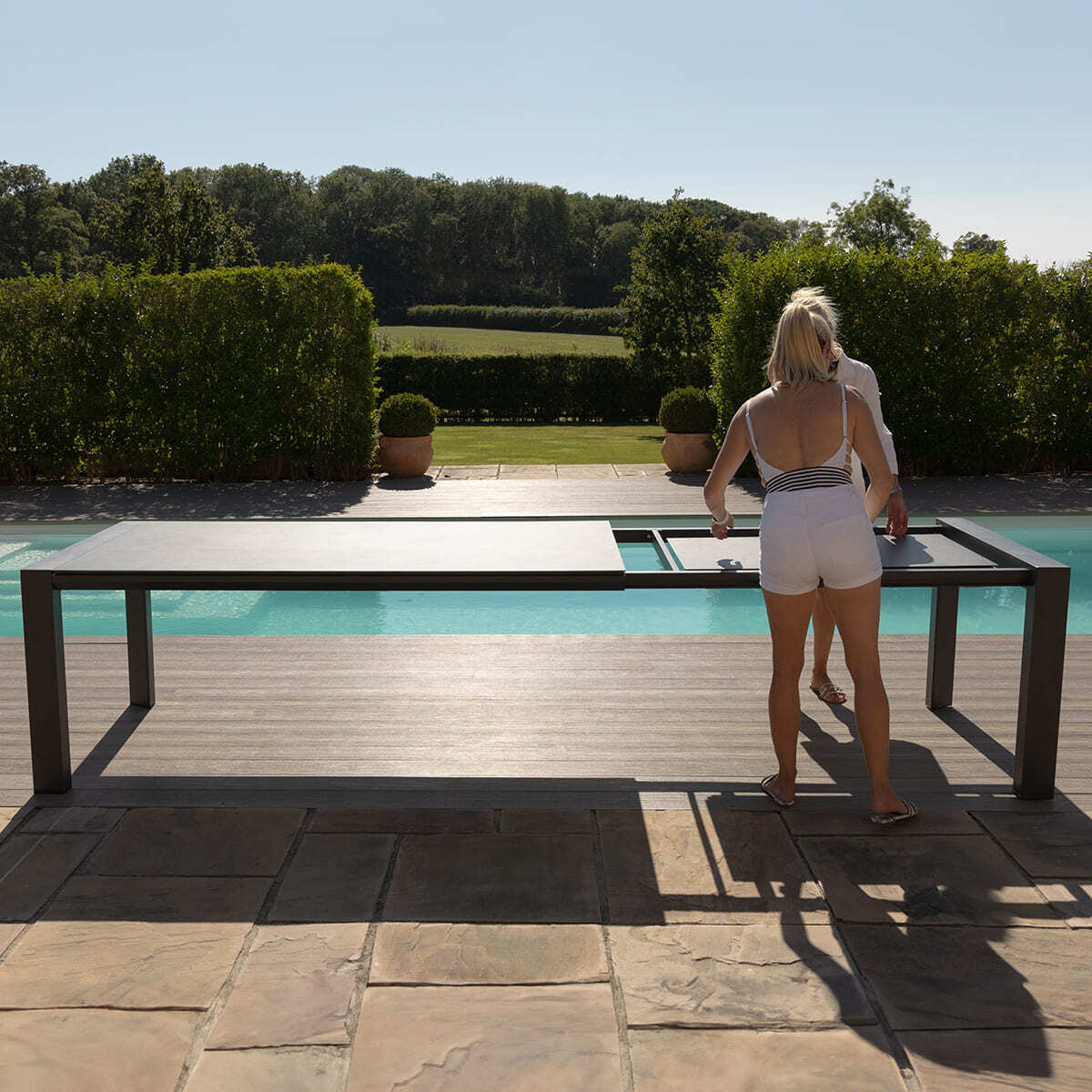 Aruba 10 Seat Extending Dining Set - Zinc Grey