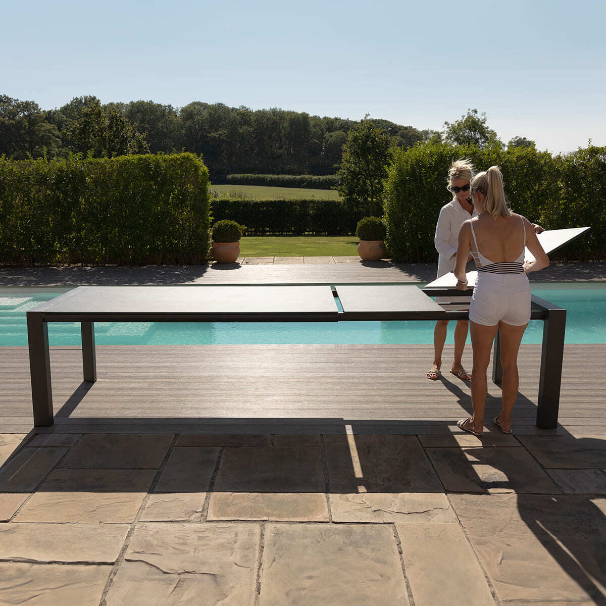 Aruba 10 Seat Extending Dining Set - Zinc Grey
