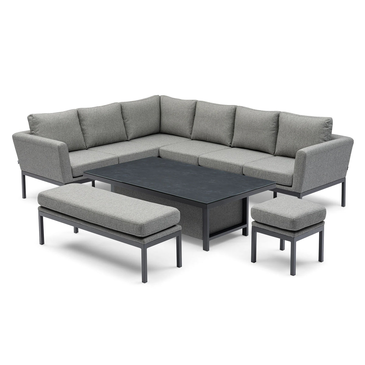 Aruba Rectangular Corner Dining Set with Rising Table - Zinc Grey