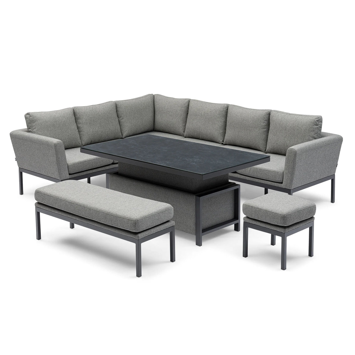 Aruba Rectangular Corner Dining Set with Rising Table - Zinc Grey