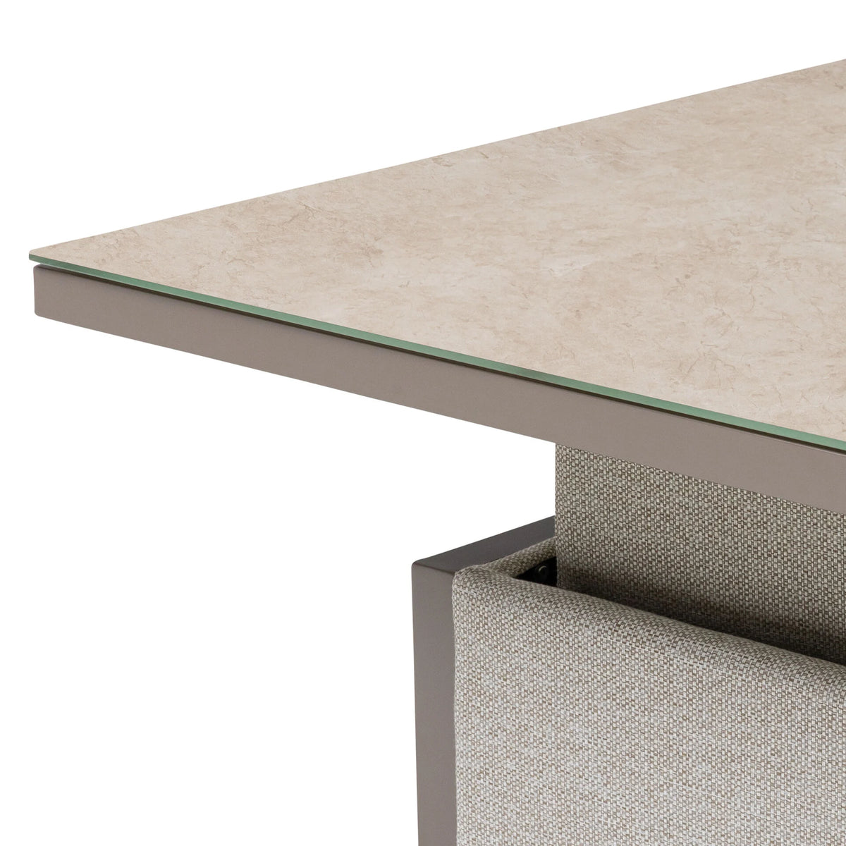 Aruba Square Corner Dining Set with Rising Table - Latte