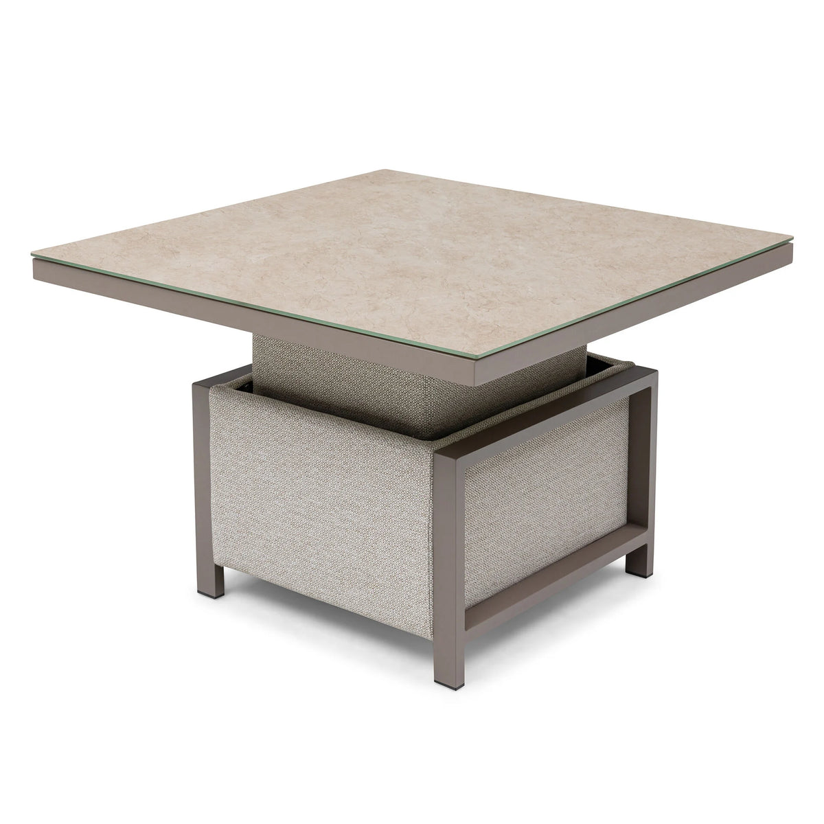 Aruba Square Corner Dining Set with Rising Table - Latte