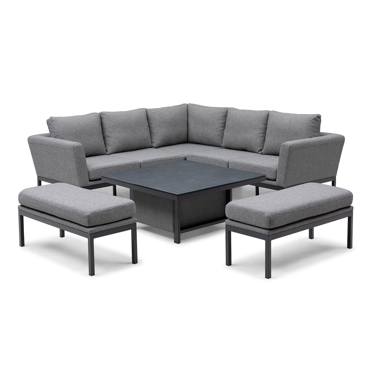 Aruba Square Corner Dining Set with Rising Table - Zinc Grey