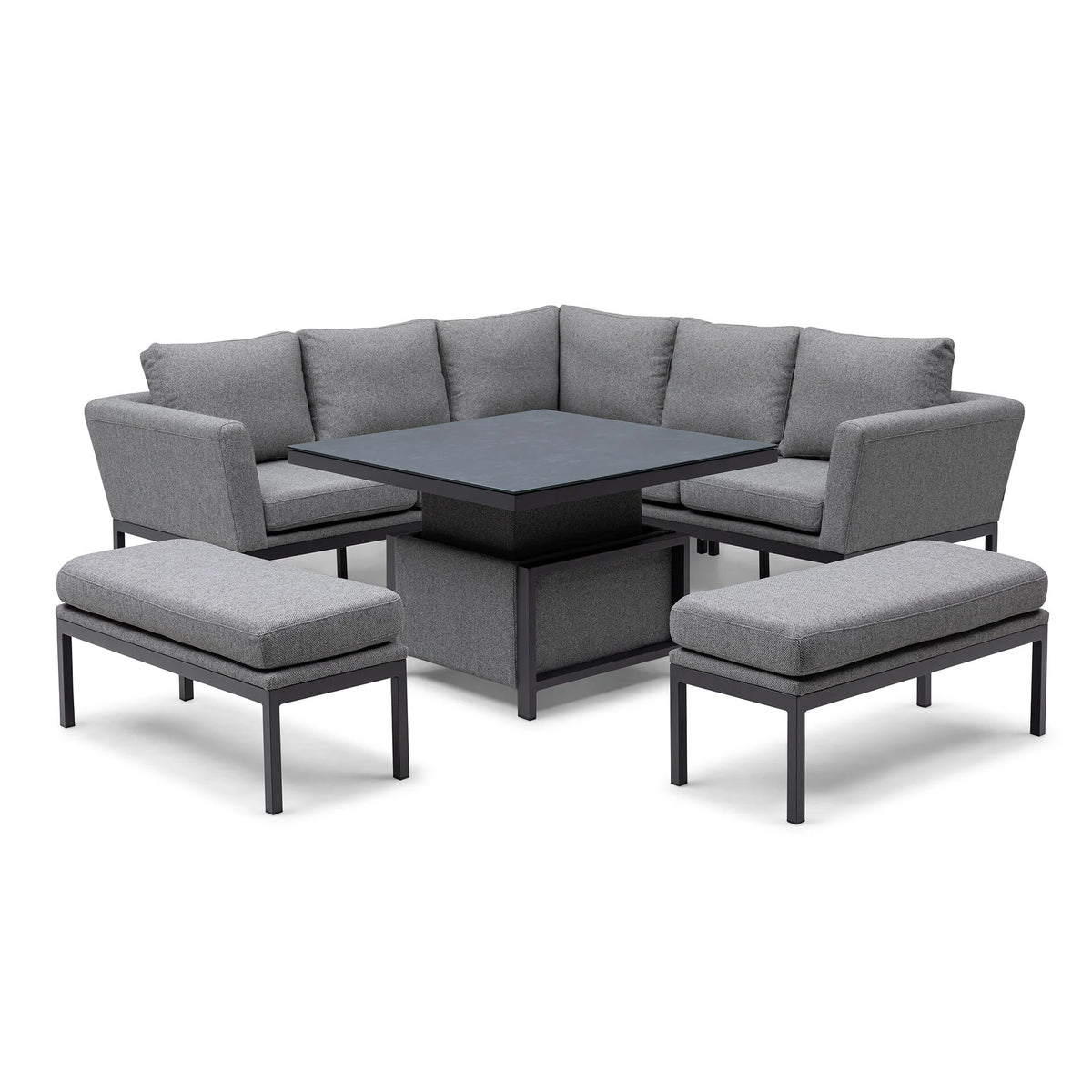 Aruba Square Corner Dining Set with Rising Table - Zinc Grey