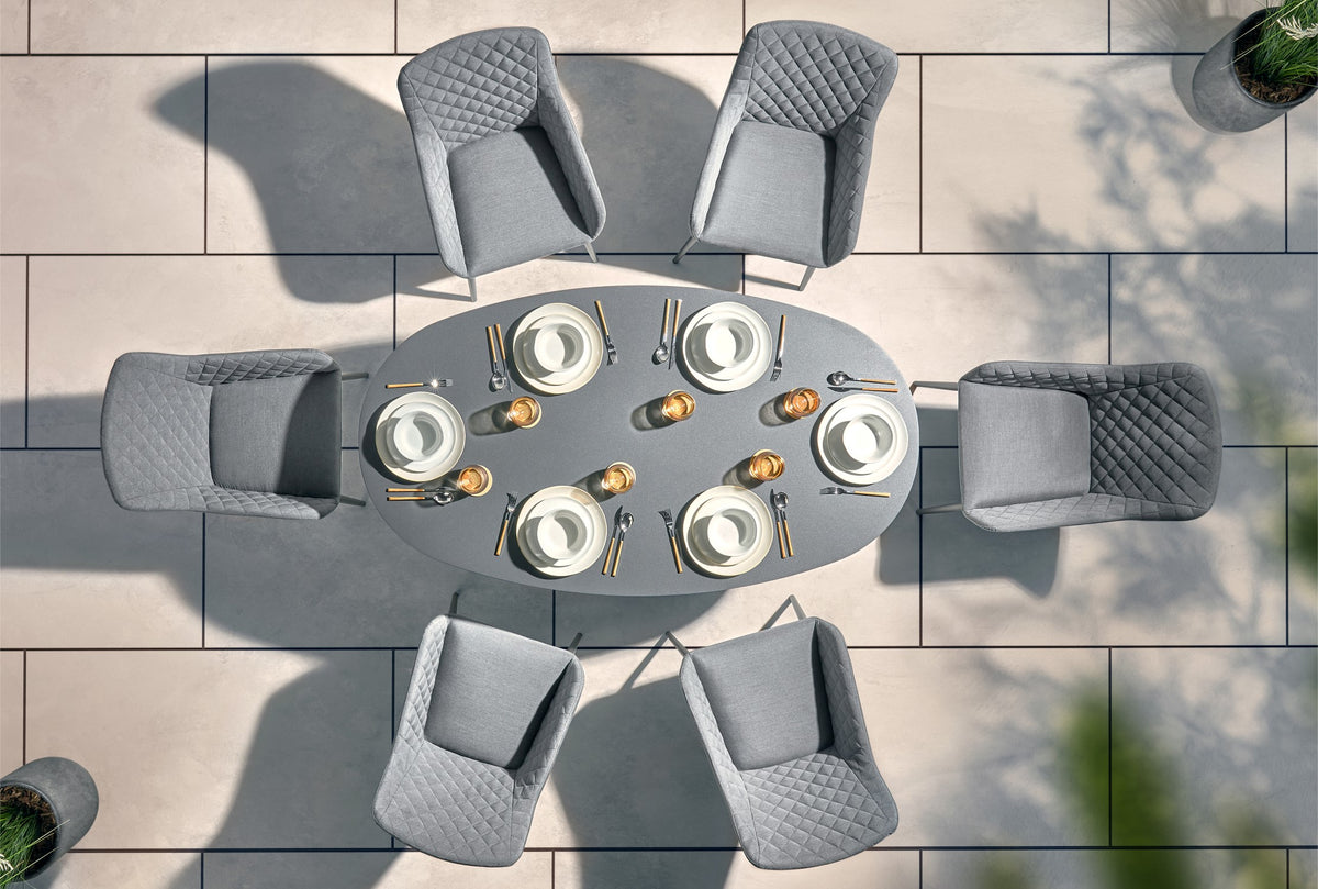 Aruba Outdoor Fabric 6 Seat Dining Set with Oval Table - All Weather Fabric