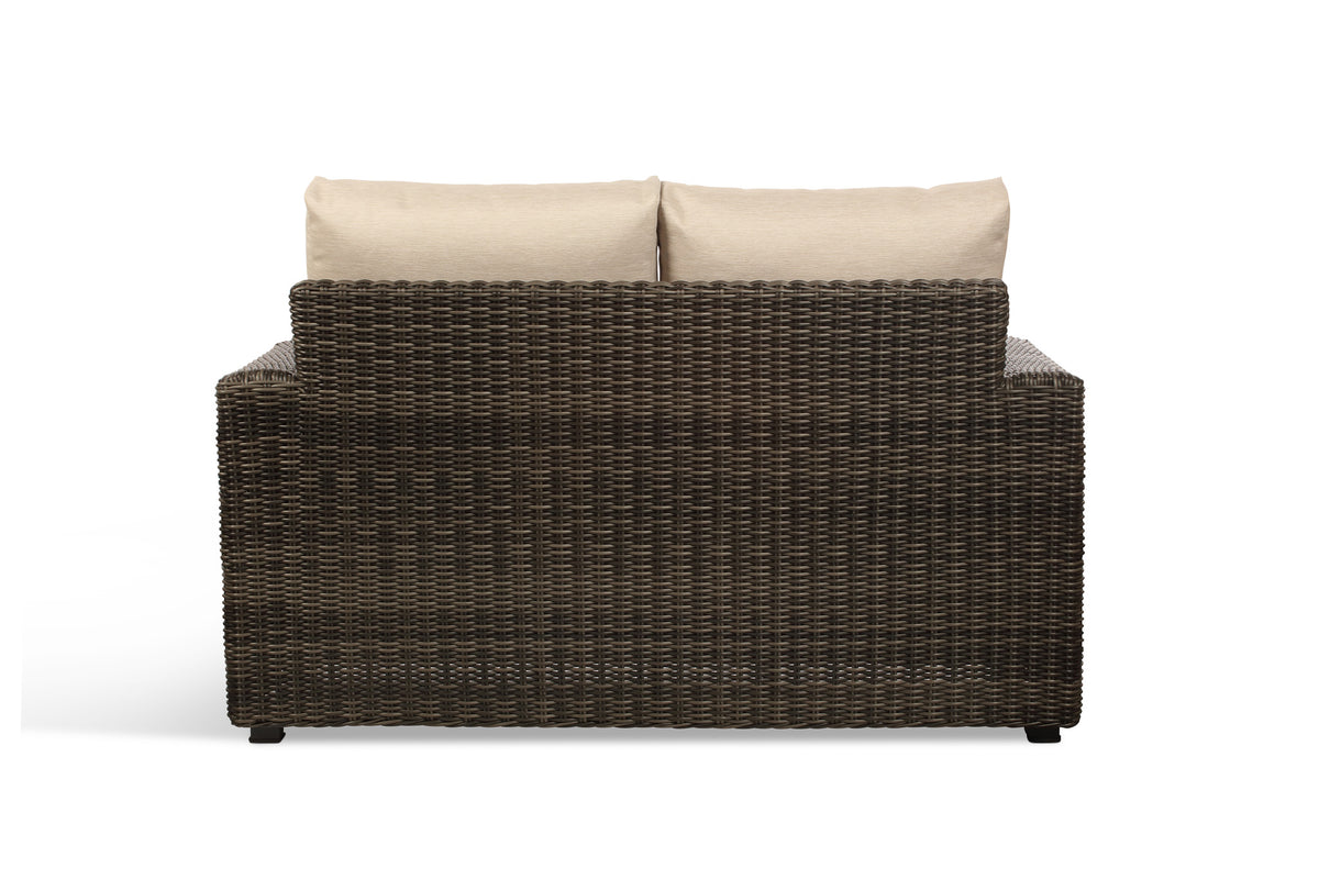 Ascot Rattan Outdoor 2-seater Sofa with Beige Cushion