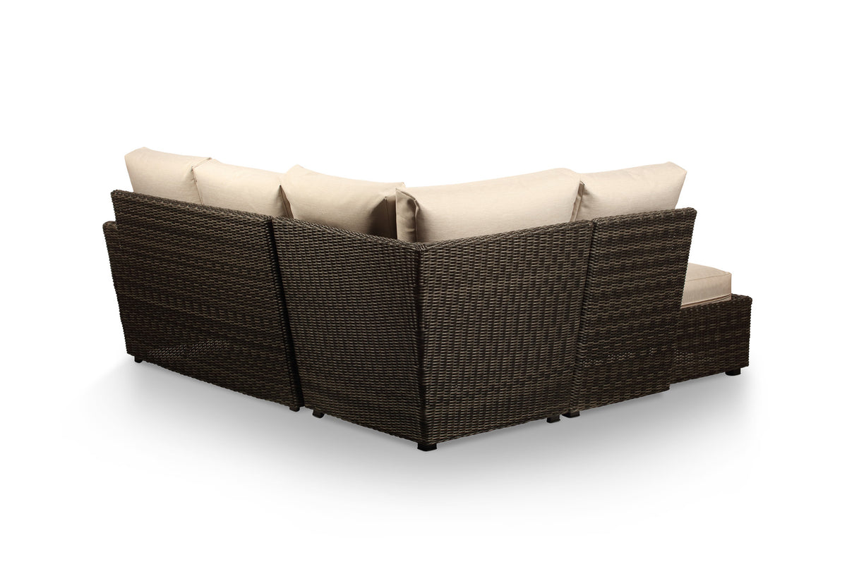 Ascot Rattan Outdoor RHF Corner Sofa with Beige Cushion