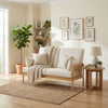 Aspen Light Oak 2 Seater Sofa in Imperial Cream Stripe