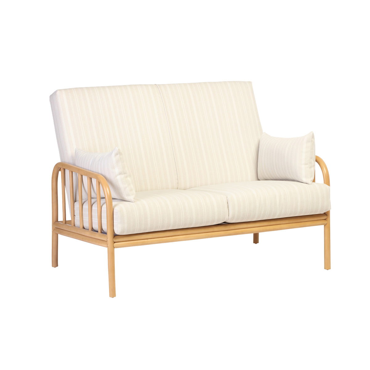 Aspen Light Oak 2 Seater Sofa in Imperial Cream Stripe
