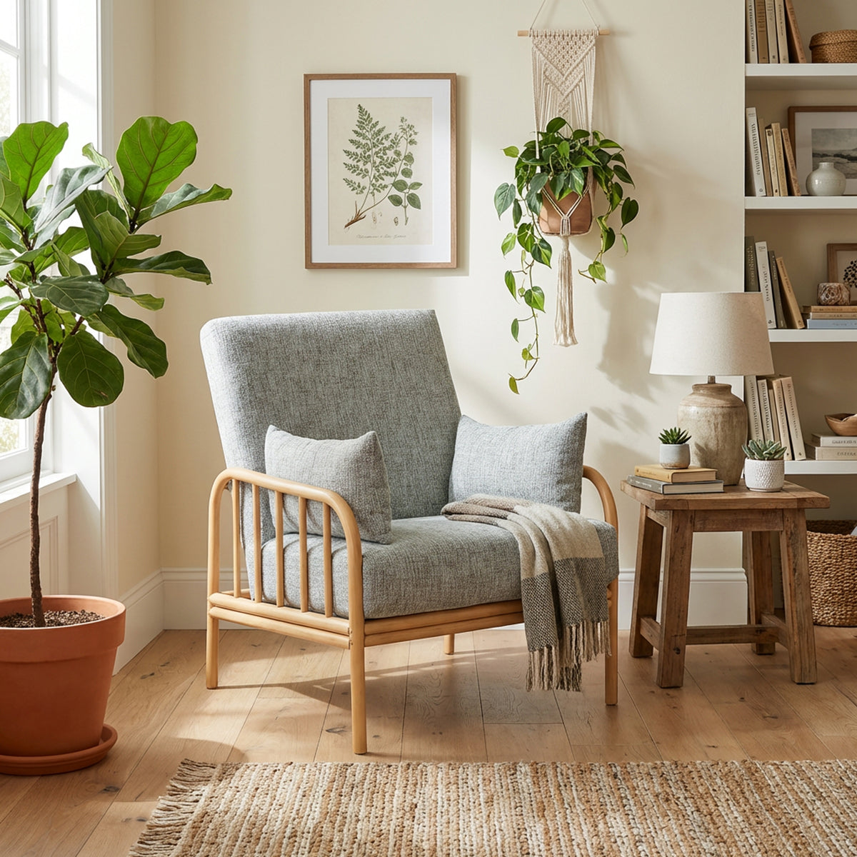 Aspen Light Oak Armchair in Roma Teal