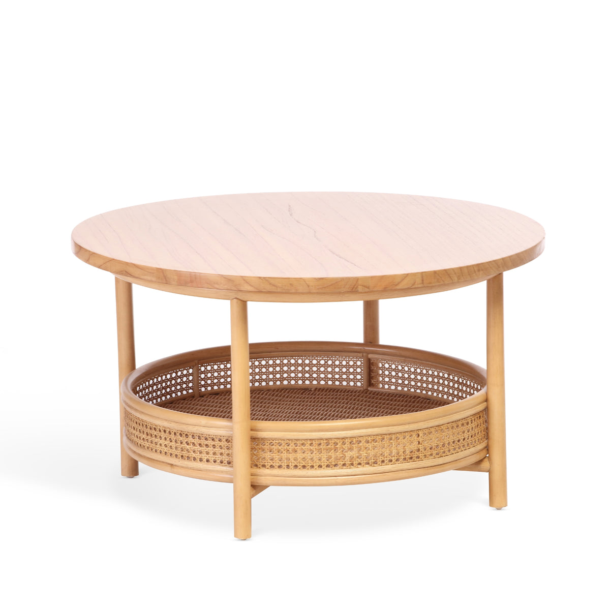 Aspen Light Oak Round Coffee Table with Storage