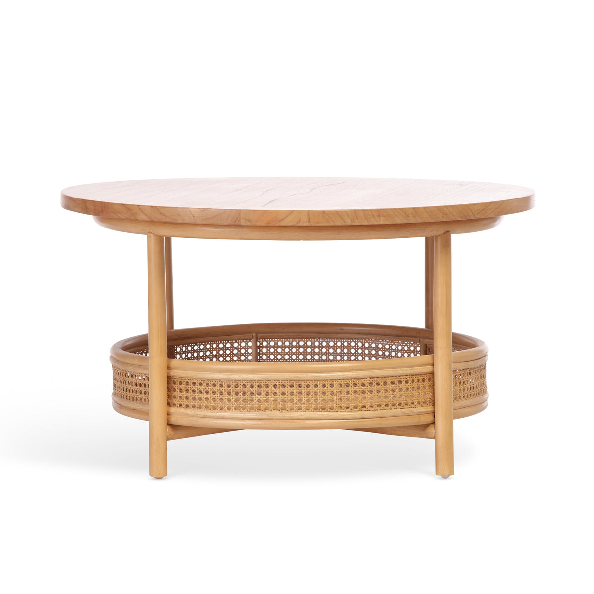 Aspen Light Oak Round Coffee Table with Storage