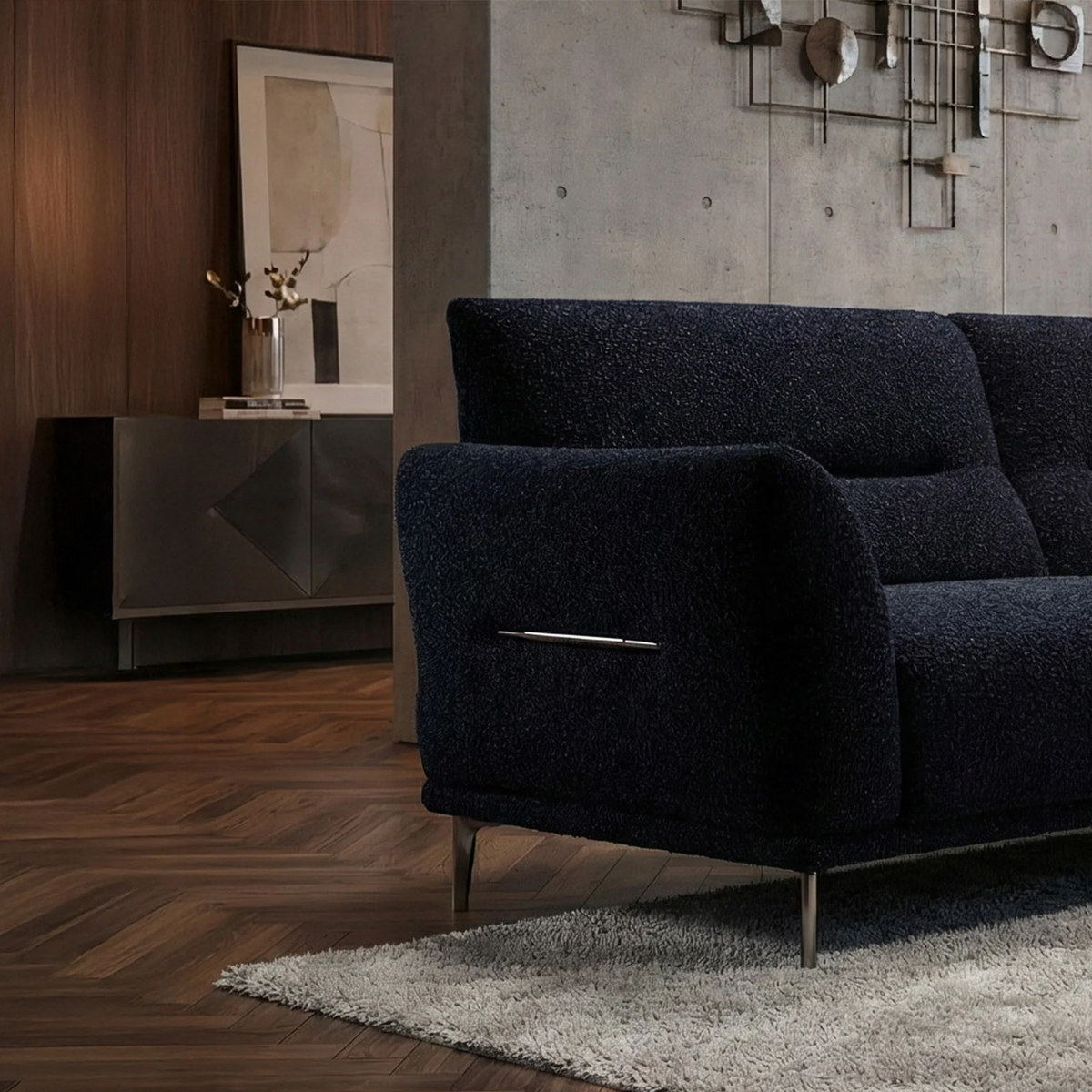 Aveline 4-Seater Sofa in Black Lux Boucle