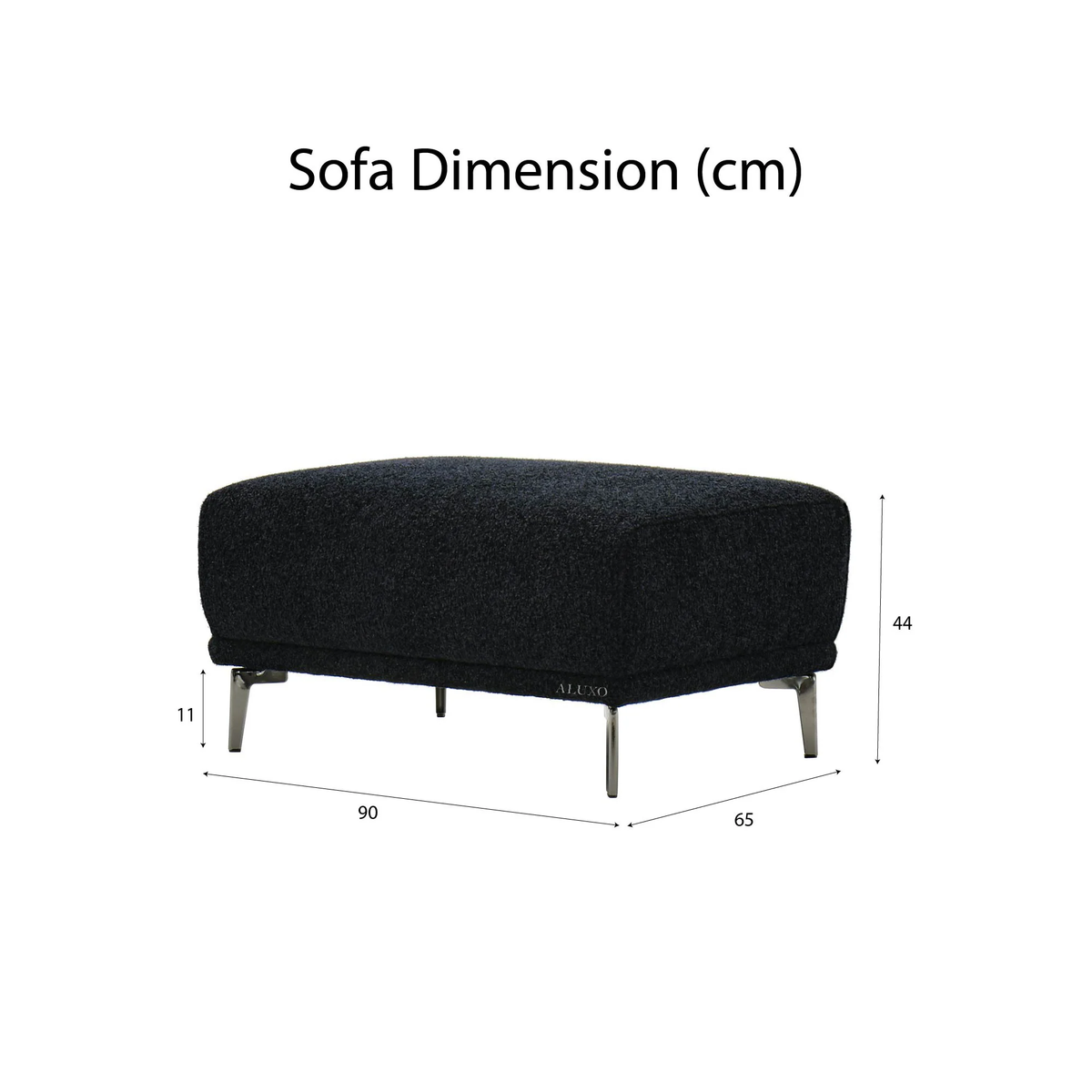Aveline Footstool in Black Lux Boucle